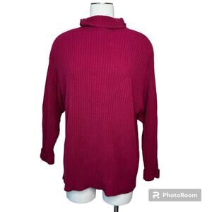 American Eagle Burgundy Cotton Knit mock Neck Oversized Fit Sweater Size XS/S